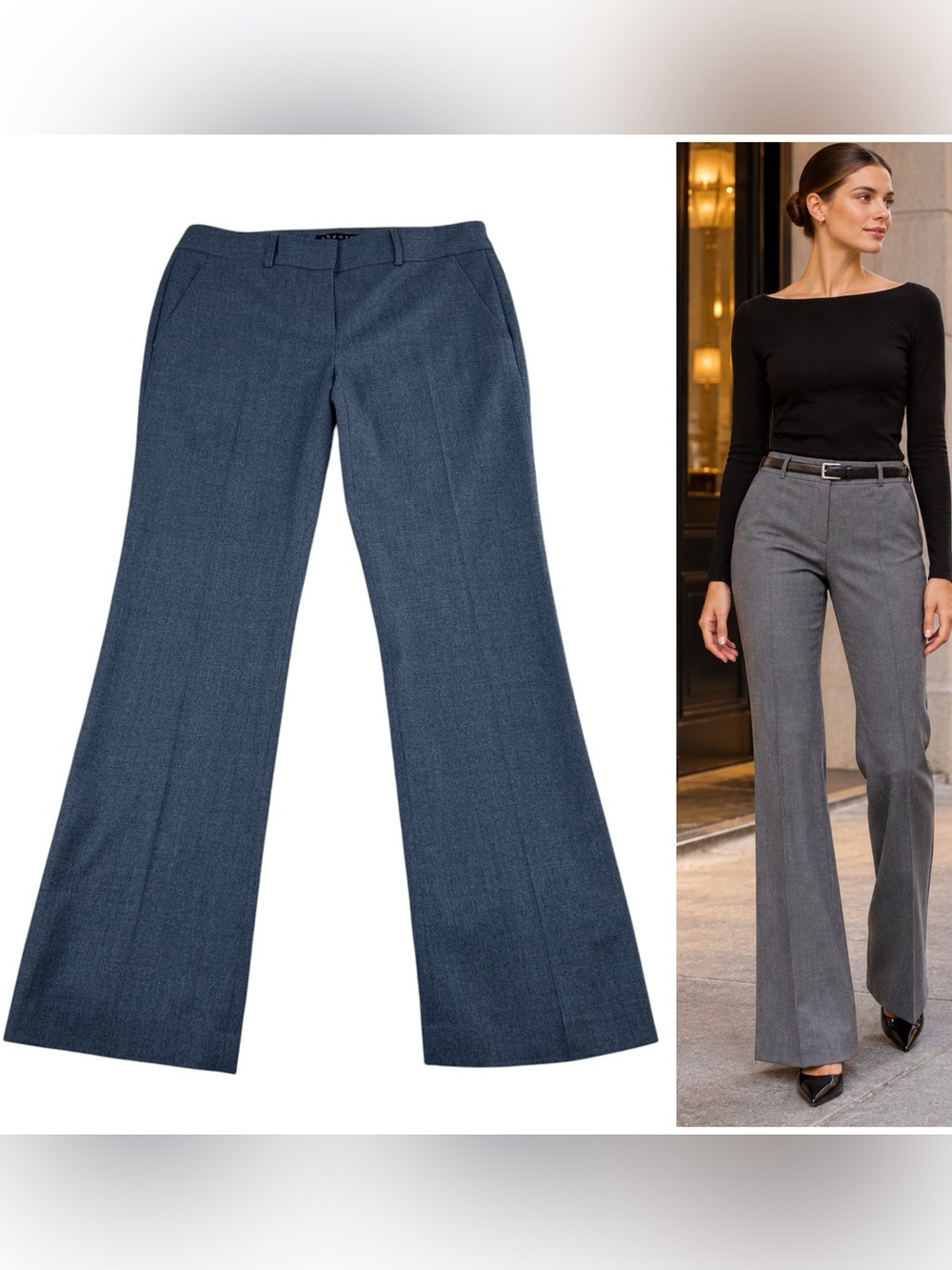 Theory Alford Wool Pants Bootcut Flare 10 Y2K Office Trouser Quiet Luxury Preppy